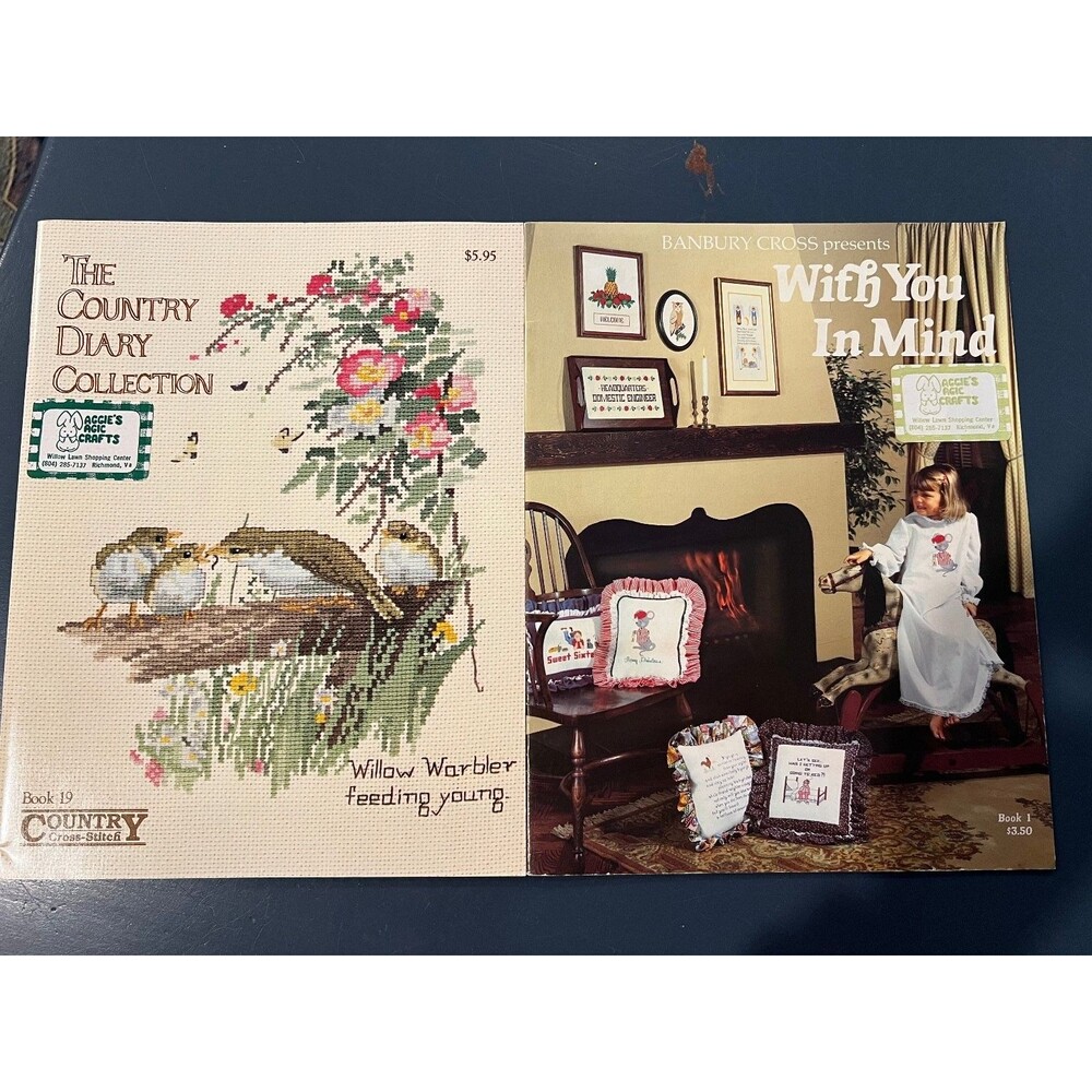 Banbury Cross Country Cross Stitch Pattern Booklet Lot 2 Vintage Birds Mice